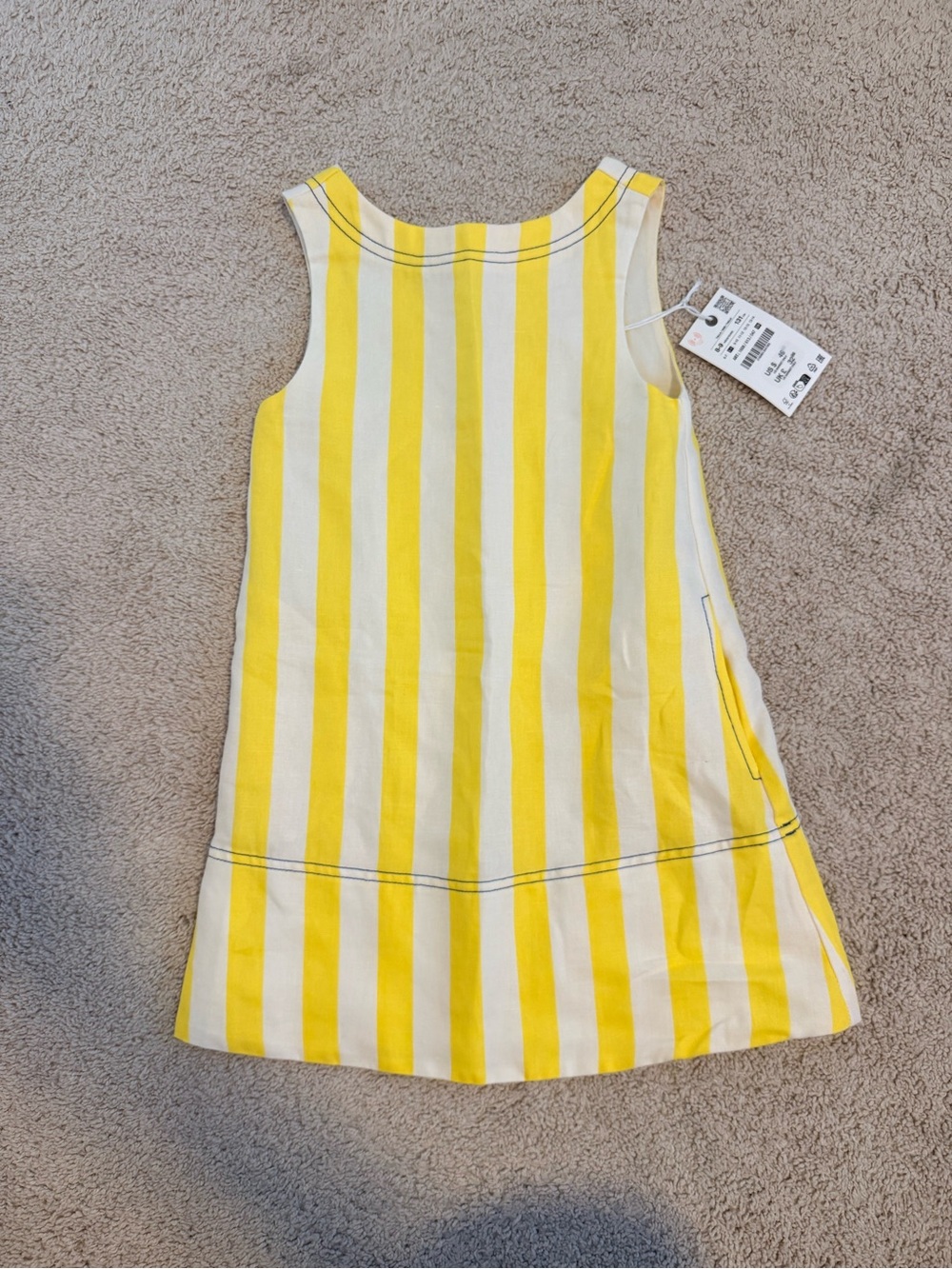 Zara Yellow and White Striped Sleeveless Girls' Dress